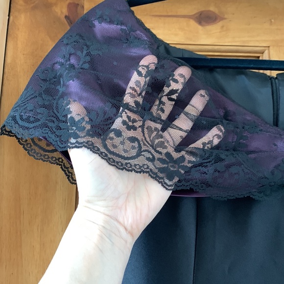 VINTAGE Y2K PROM DRESS! Handmade, deep purple and black with lace size XS/S - Picture 6 of 9